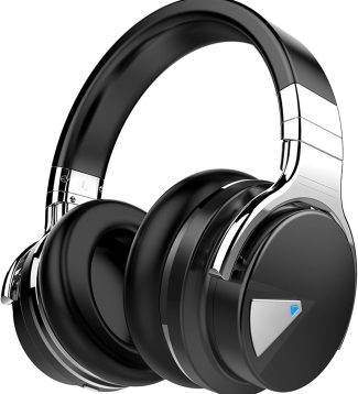 Silensys E7 Active Noise Cancelling Headphones Bluetooth Headphones with Microphone Deep Bass Wireless Headphones Over Ear, Comfortable Protein Earpads, 30 Hours Playtime for Travel/Work, Black